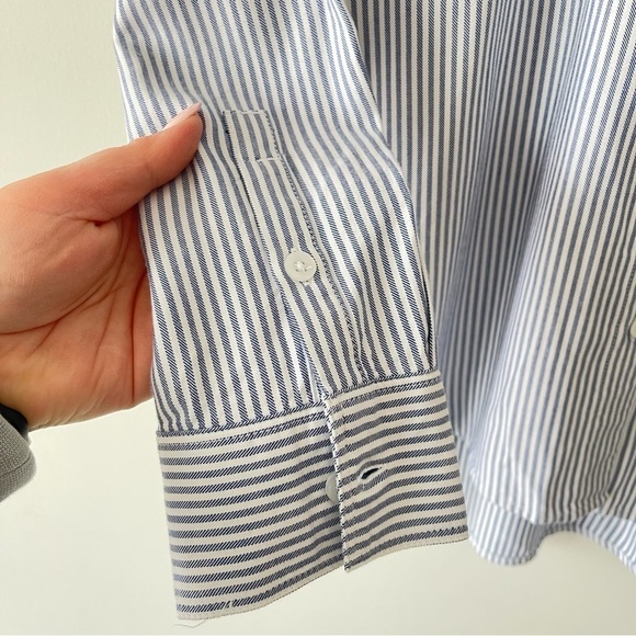 ❌SOLD ❌Aritzia Sunday Best Montana Shirt Striped button-down shirt White/Royal - Picture 6 of 10